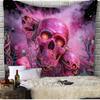 VIKAMA UV Flammen Totenkopf Wandteppich, Psychedelischer Sternenhimmel Gothic Wandbehang, Ästhetische Schlafzimmer WG Party Dekoration