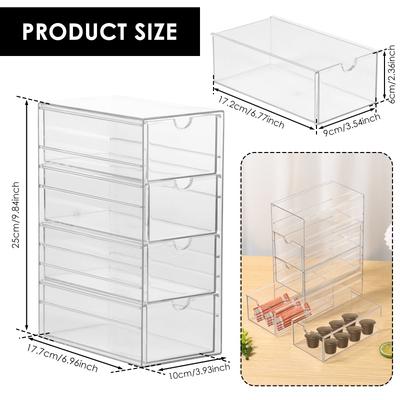Organizador de Bolsitas de Té Cajón Apilable Transparente Almacenamiento de Cosméticos Joyas Soporte Caja para Cápsulas de Café Gran Capacidad Cajón Almacenamiento Bolsitas de Té