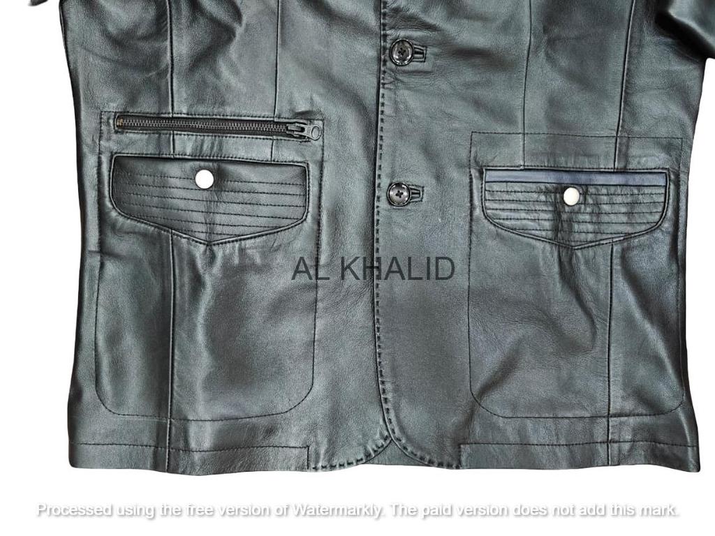 AL KHALID Echtes Weiches Schwarzes Lammleder Motorradstil Herren-Blazer Biker Stilvoll