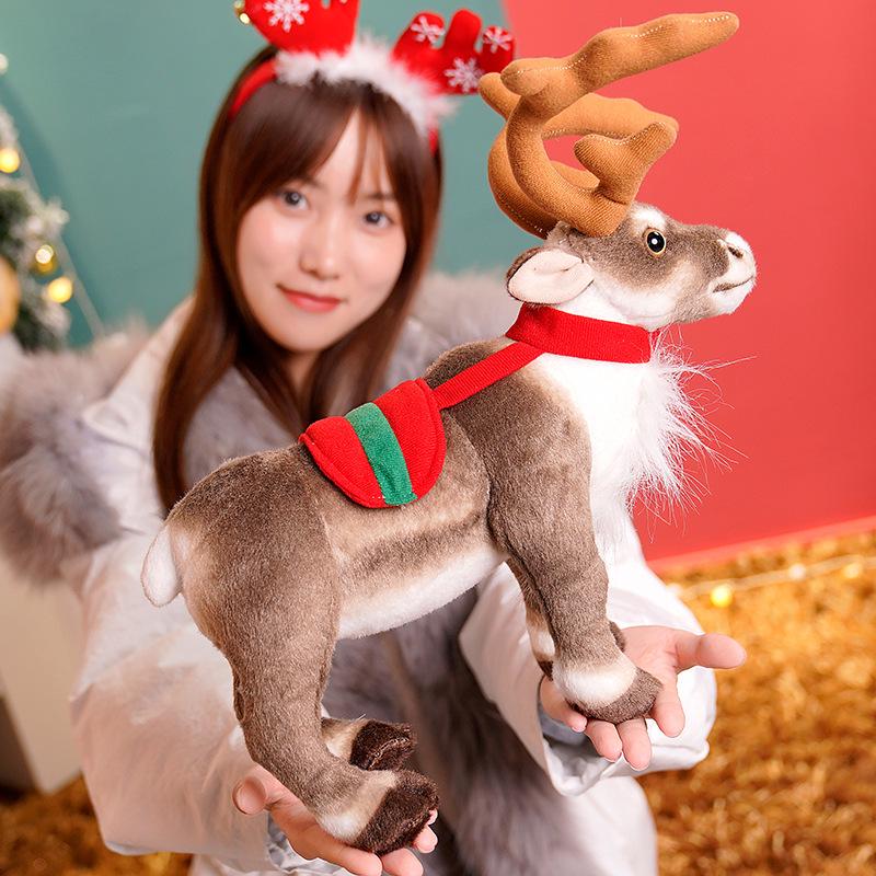 Standing Reindeer Plush Toy - Elk Figure Ornament for Christmas Decorations