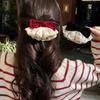 Hair Clips Bowknot Spring Clip Wine Red Lace Bow Hairpin Autumn and Winter