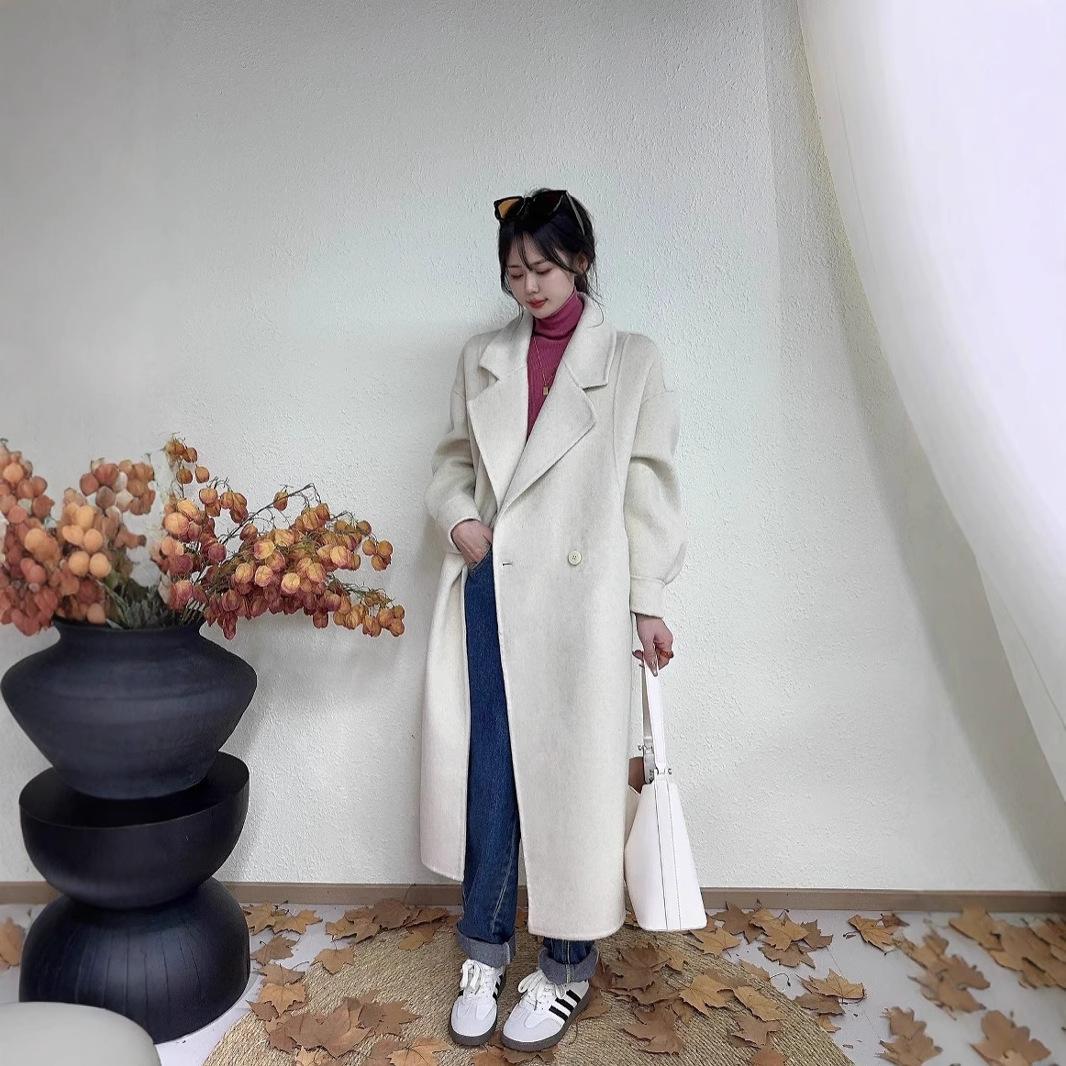 

Новое осенне-зимнее двухстороннее шерстяное пальто длинное корейское свободное повседневное шерстяное пальто M