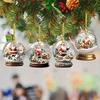 4Pcs Christmas Santa Glass Ball Ornament Winter Holiday Party Xmas Tree Hanging 2D Acrylic Santa Claus Snow House Ball Decoration