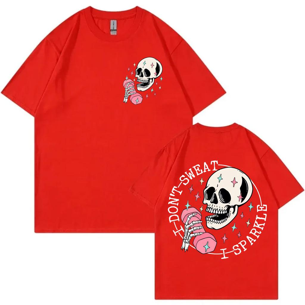 Funny Skeleton Pump Cover Tshirts Men Women Clothing Gothic Fashion Short Sleeve Tshirt High Quality Cotton Oversized T Shirt