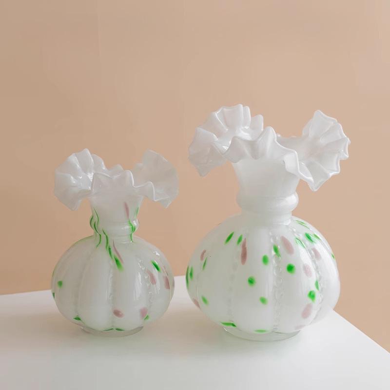 Handmade Colorful Glass Basket Vase Modern Minimalist Decor for Living Room Table Water Cultivation