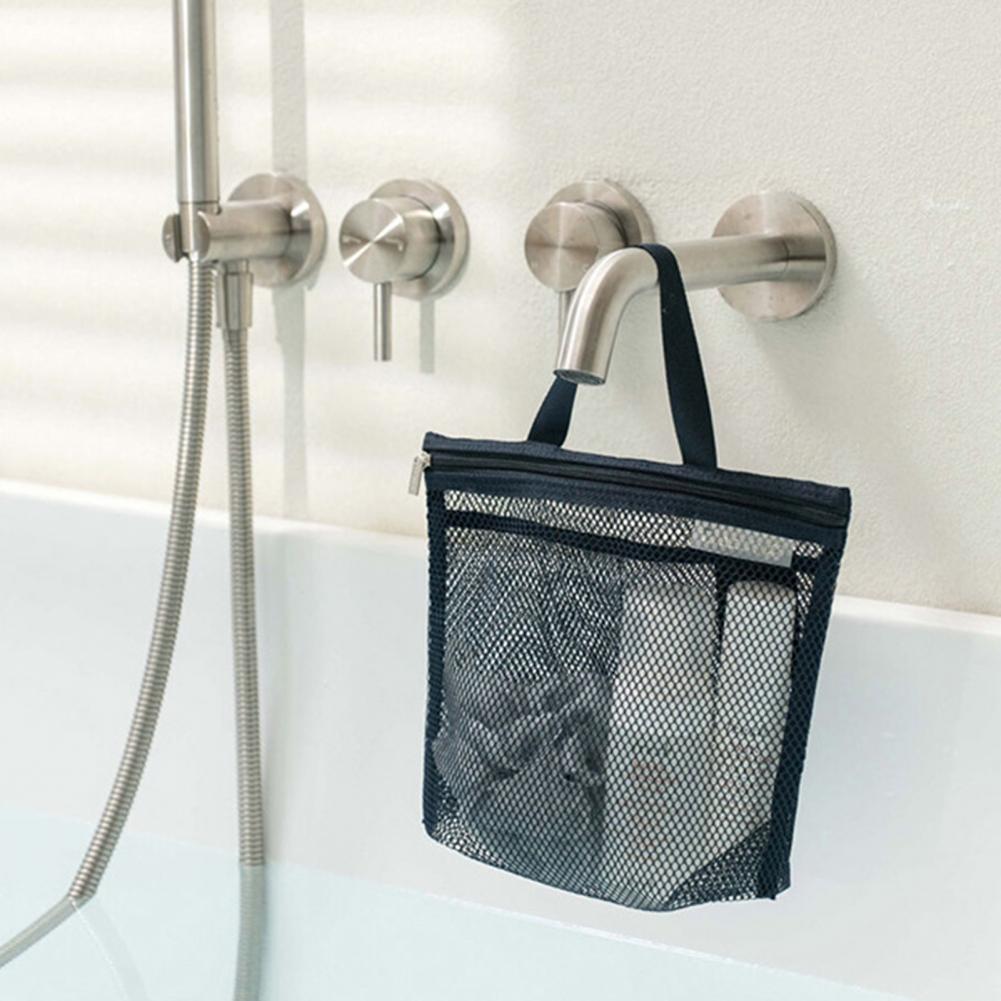 21*19.5cm Mesh Toiletry Bag With Handle Zipper Breathable Shower Travel Makeup Cosmetic Organizer Bag Beach Swimming Pool Tools