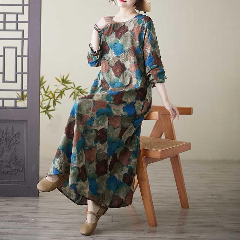 Rundhals Großes Langarmkleid