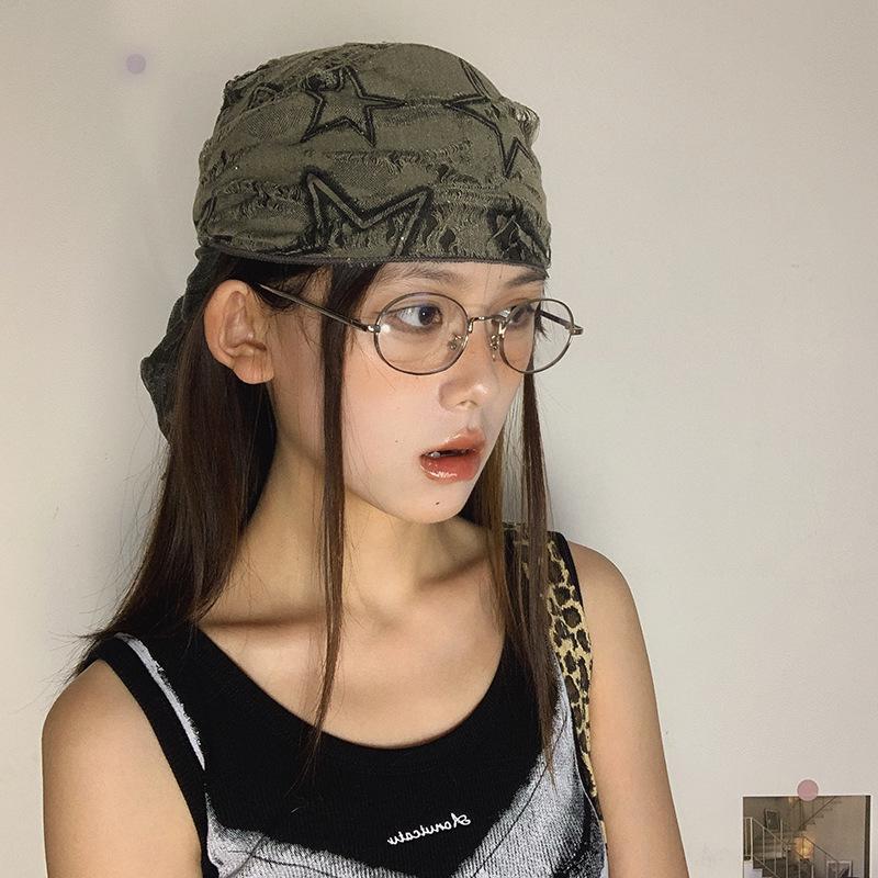 Falling Pool Knitwear Rhinestone Triangle Scarf: Y2K Style Cool Sweet Hip Hop Head Wrap Silk Scarf