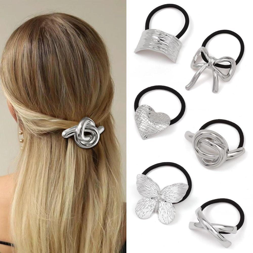 Golden Color Metal Hair Cuff Irregular Shape Hair Rope Classic Elastic Hair Band  Girls