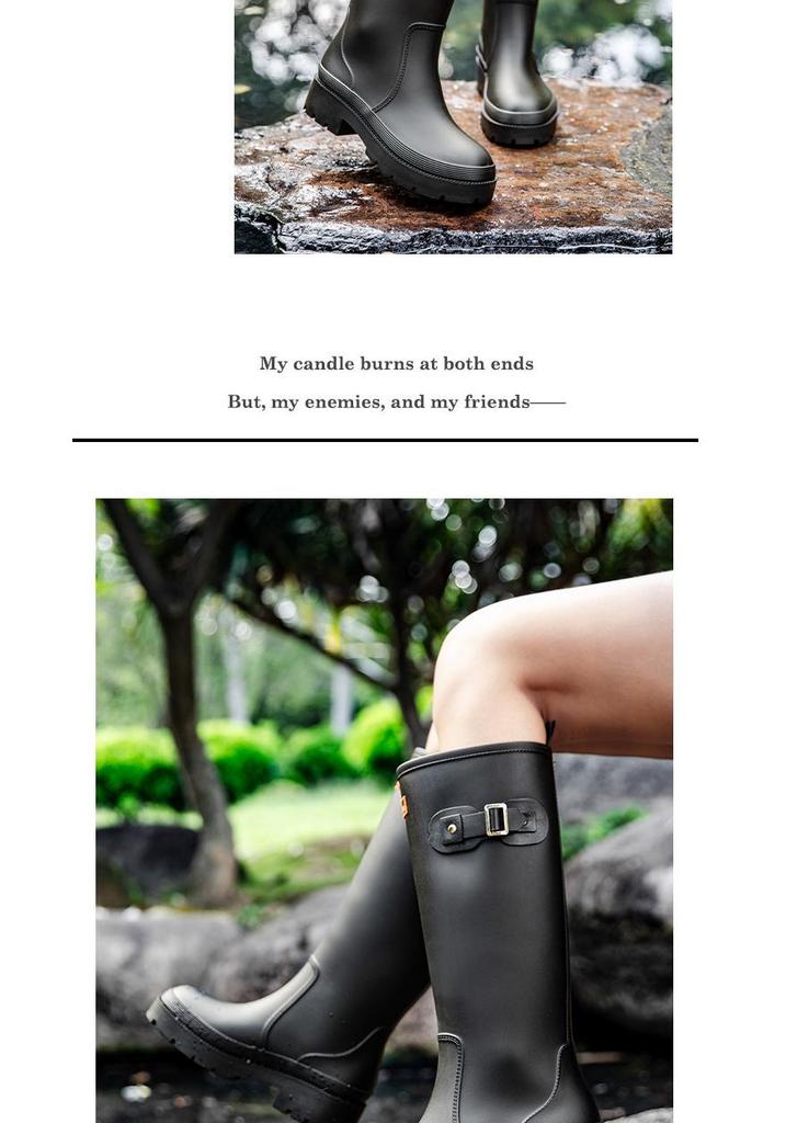 Stivali da Pioggia Impermeabili Antiscivolo Alti da Donna con Fibbie - Alla Moda, Versatili, Suola Spessa, Scarpe da Esterno Transfrontaliera per Adulti.