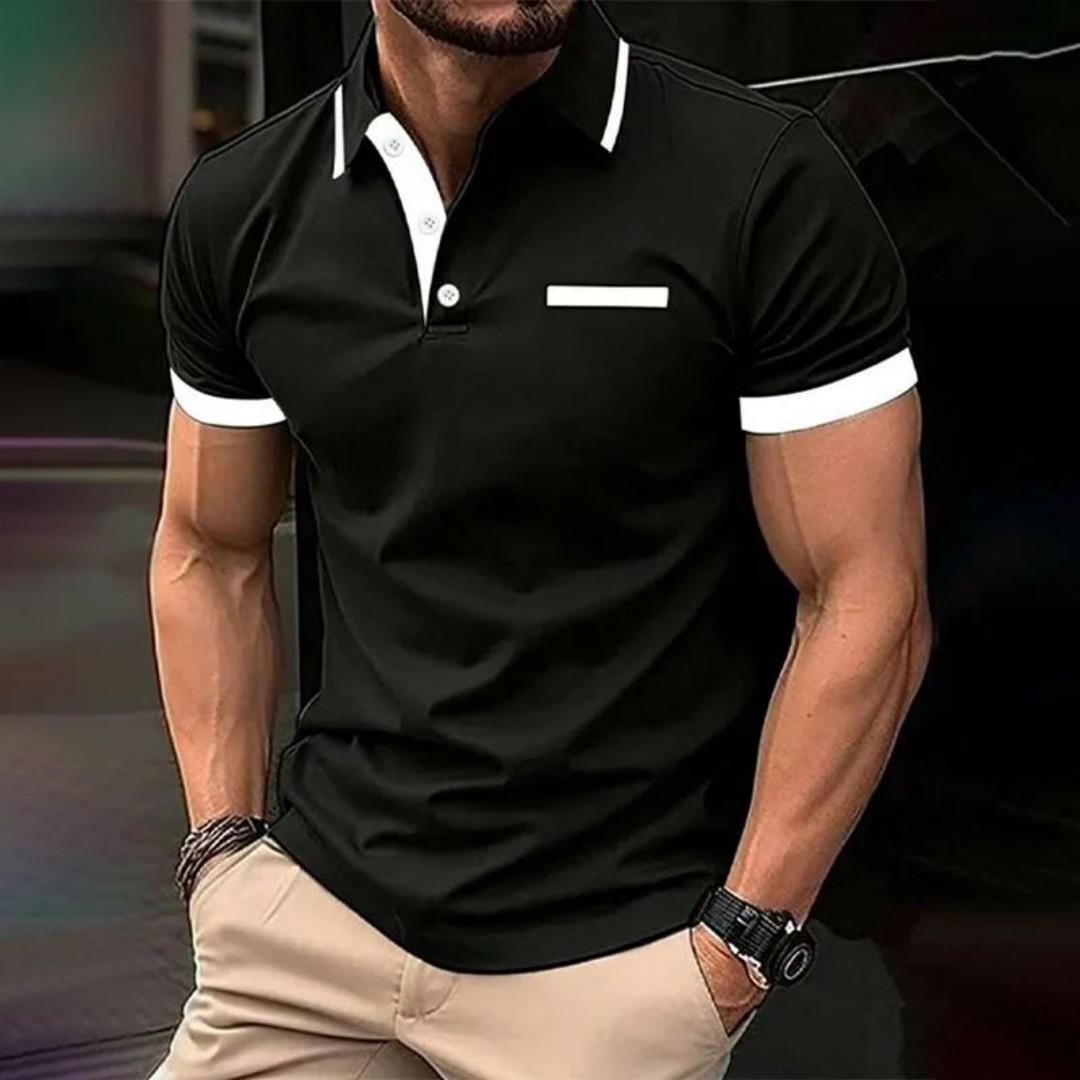 men s new summer minimalist striped printed comfortable breathable polo shirt outdoor casual top S