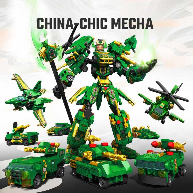 Non-Toxic Sembo 963Pcs 8In1 Guan Yu Transforming Mecha Robot Building Blocks Moc Fighter Aircraft Tank Vehicle Models Kids Toys Children Gifts