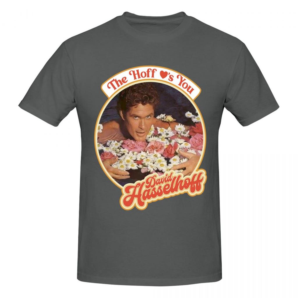 Unisex The Hoff Loves You David Hasselhoff Tričko Vintage Oversized Bavlna Kulatý výstřih Vlastní rukáv Unisex Tričko