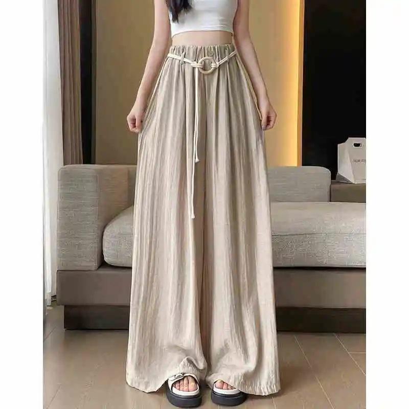 Large Size Wide-leg Pants Versatile Women's 2026 Spring and Summer Thin High Waist Drape Loose and Thin Lazy Style Casual.