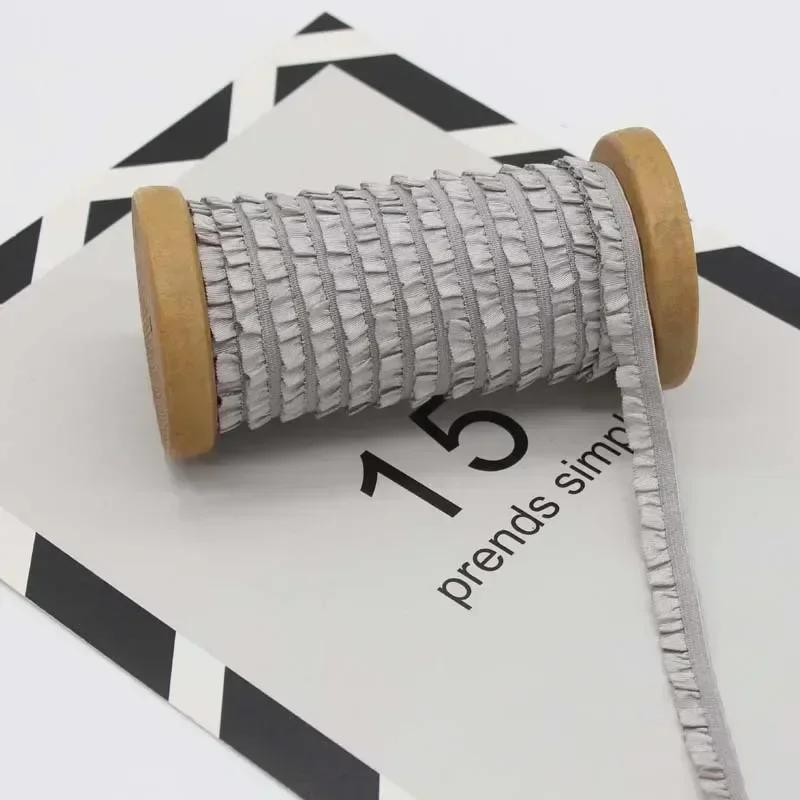5-30Meters Meetee 10mm Elastic Bands Garment Stretch Ruffled Lace Trim Hairband Rubber Tapes DIY Clothing Sewing Accessories