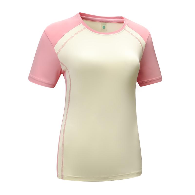 Sports Short Sleeved Color Blocked Fitness Top, Women's Tight Yoga Suit, Outdoor Running Casual T-shirt