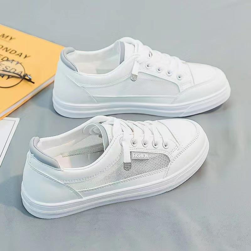 Little white shoes women's spring and summer 2025 new mesh breathable fashion sports and leisure women's shoes white shoes flat baseplate shoes