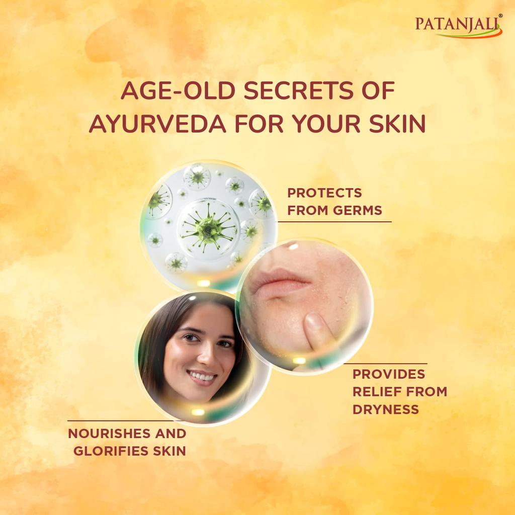 Patanjali Haldi Chandan Kanti Body Cleanser Soap 150 G X Pack Of 4 Nourishing Moisturizing Bar For Soft Smooth Glowing Skin