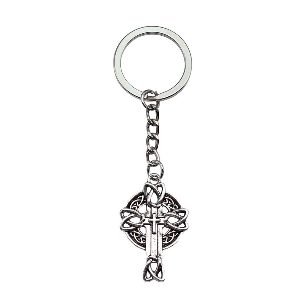 Celtic Knot Charm Hexagram Keychain Irish Amulet Key Ring 28mm Ring