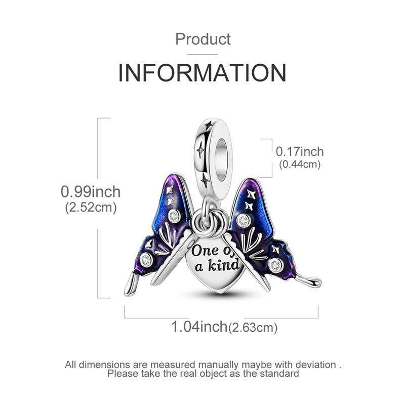 Charm Genuine Copper Tulip Butterfly Chameleon Pendant Piece Bead Elements Suitable For Authentic Bracelet Style For Women Jewelry Creation Present
