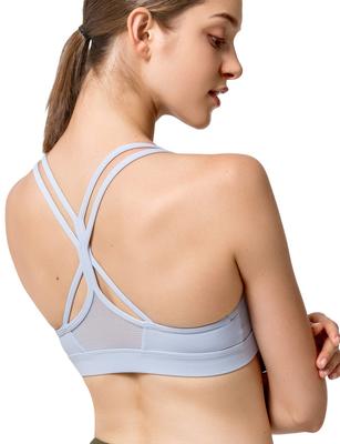Yvette Sports Cross Thin Yoga 2XL Women's Bra, V-Neck, Back, Drawstring, Stretch, Wireless, Bralette, Bra, Blue,