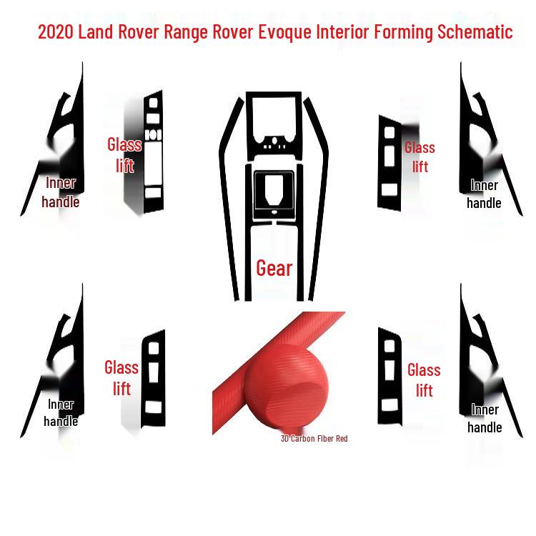2020 Range Rover Evoque Carbon Fiber Interior Film: Scratch-Resistant Console & Door Gear Sticker
