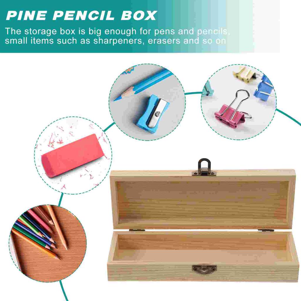 Large Capacity Wood Pencil Case Boxes Durable Kids Storage Daily Pen Supply Students Desk ganizers Pencil Wooden Mold School