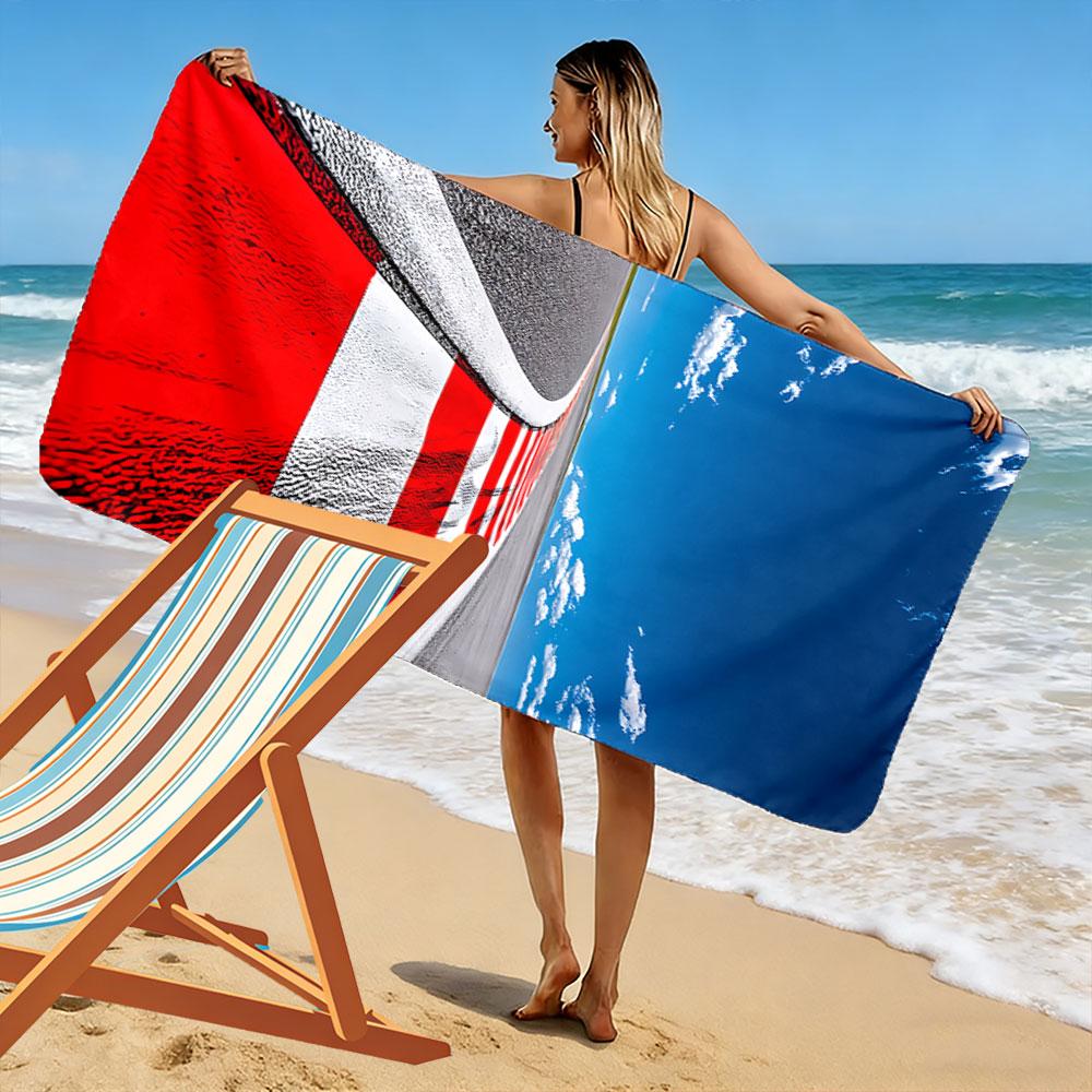 Race Track Red and White Design A must-have beach towel for beach travel