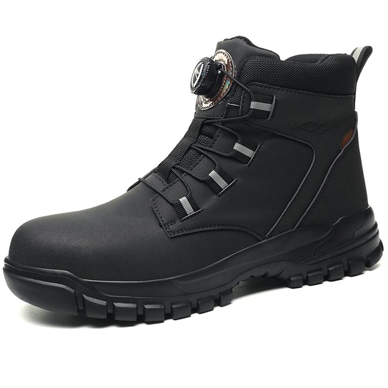 Waterproof Men Boots Rotating Buttons Safety Shoes Men Puncture-Proof Work Boots Steel Toe Shoes Light Indestructible Shoes