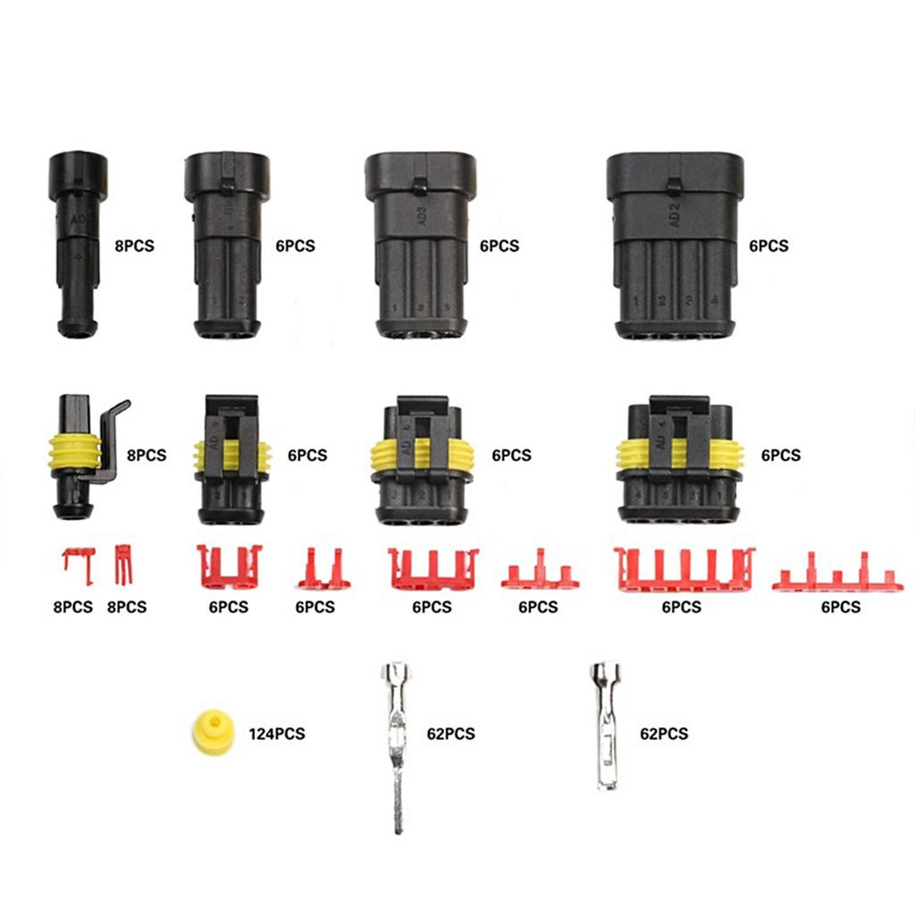 352pcs IP68 Waterproof Car Electrical Wire Connector 1/2/3/4 Pin Car Connector Kit Plug Terminal Truck Motorcycle Boat
