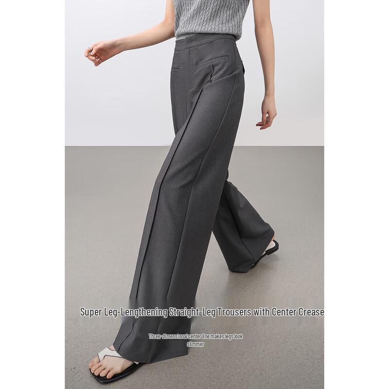 Shangdoubila Women s High-Waist Wide-Leg Commuter Pants M