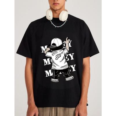 Passende Herren- und Damen-T-Shirts, Herren-T-Shirt schwarz mit Grafikdruck Money Money Money, Streetwear, Freizeitkleidung