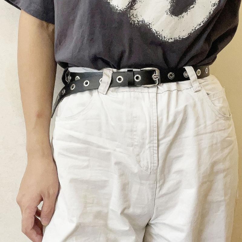 Punk PU Belt Adjustable Waistband with Large Eyelets For Casual and Formal Outfit Waist Strap for Women Teens