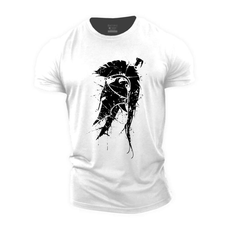 Men's 3D Short Sleeved T-shirt with Spartan Pattern