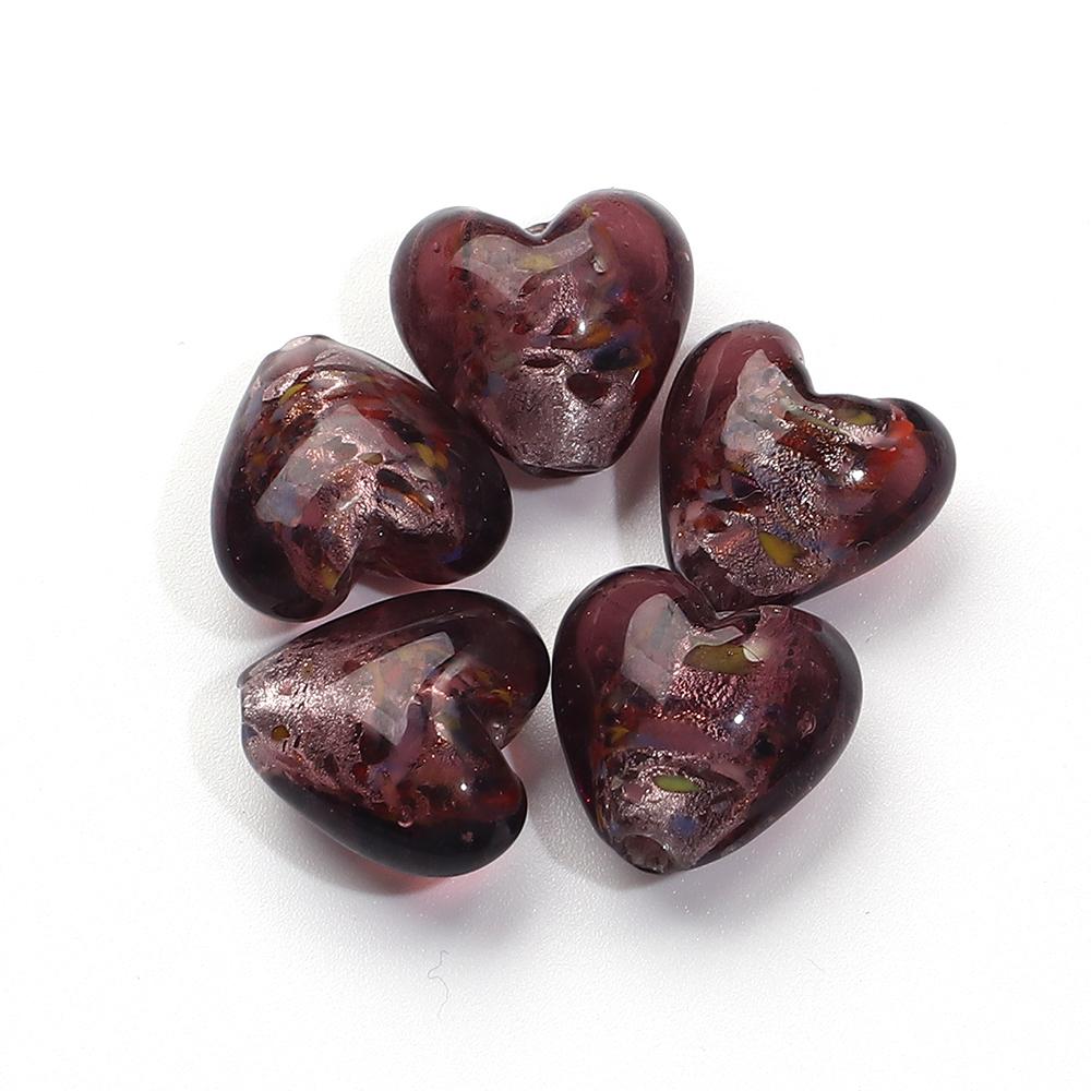 

5pcs/lot 15mm Silver-plated Love Heart Lampwork Beads Loose Spacer Glass Beads For Jewelry Making DIY Bracelet Accessories