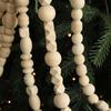 Long Wooden Beaded Garland for Fireplace & Christmas Tree Decor