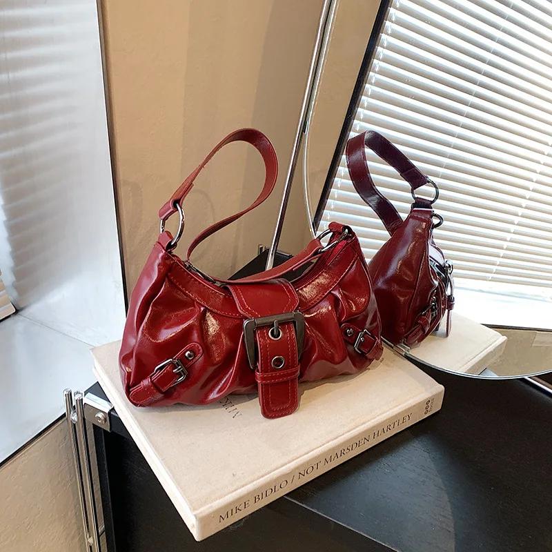 2025 Spring Hot Selling Maillard Style Retro Style Small Bag Spicy Girl Y2K Wasteland Style Vintage Leather Shoulder Armpit Bag