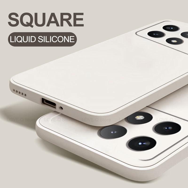 

Для Poco X6 X 6 Pro Pocox6 Pro Чехол квадратный жидкий силиконовый мягкий чехол для Xiaomi Poco X6 X 6 Pro Pocox6 Pro 5G чехол для телефона POCO X6 Pro 5G красный