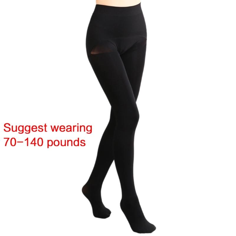 Ladies' Opaque Nylon Tights Hosiery High Waist Tummy Compression Pantyhose Slimming Stockings Leggings with Control Top