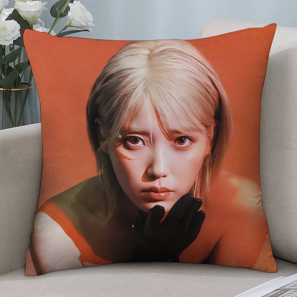 Kpop I-IU Cute Pillow Case Short plush Double-sided Print Square Throw Pillow Covers Sofa Home Cushion Decor