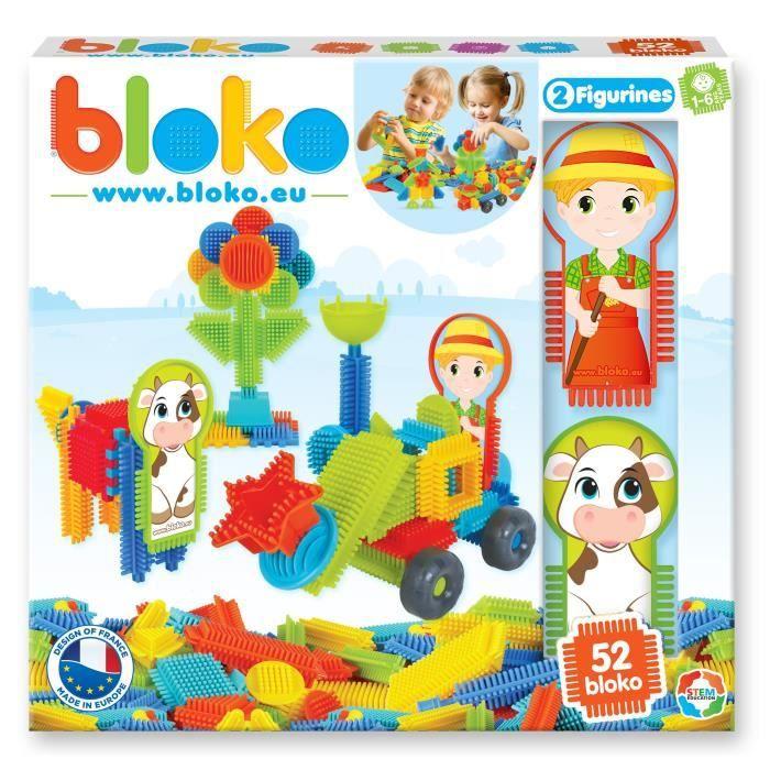 Jeu D'assemblage - BLOKO - Coffret De 50 BLOKO Et 2 Figurines Ferme - Dès 12 Mois
