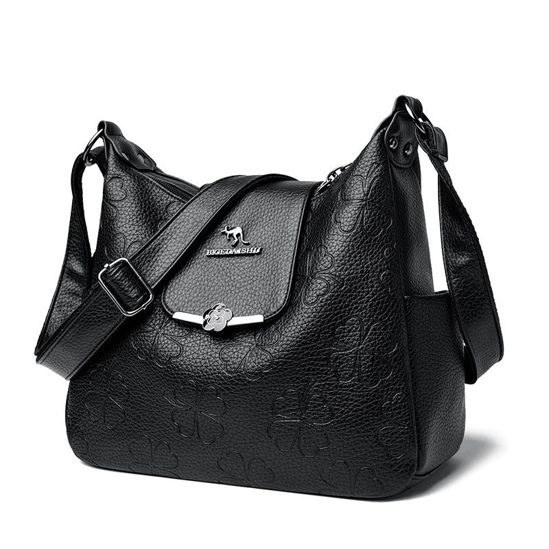 Soft Leather Large Capacity Crossbody Bag Women's Shoulder Bag Middle-aged Mother Bag