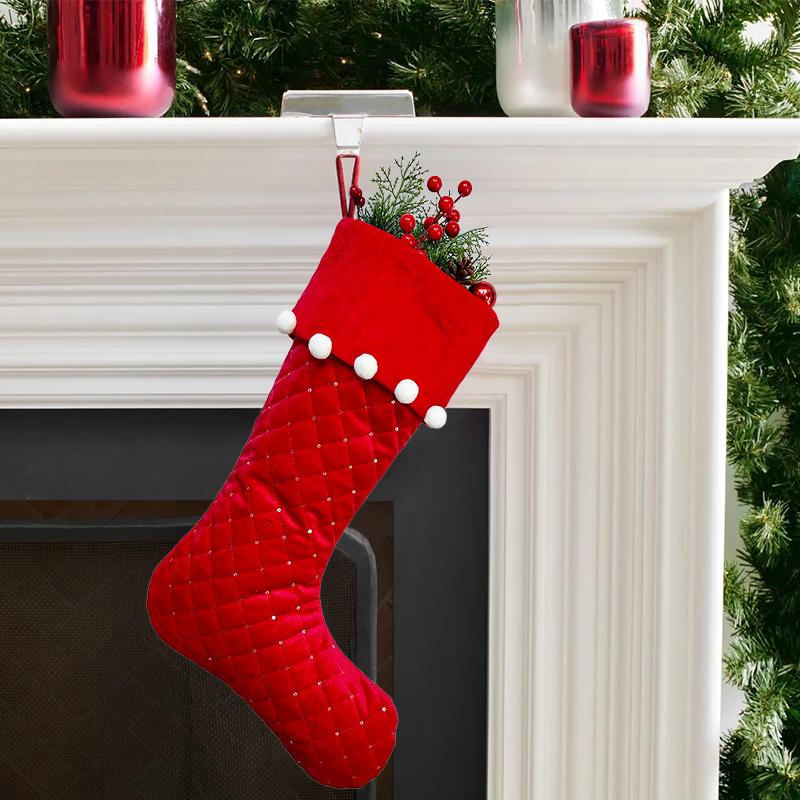 1PC Hanging Ornament Large Hanging Socks Gift Packaging Christmas Stocking Home Red Christmas 46x29cm