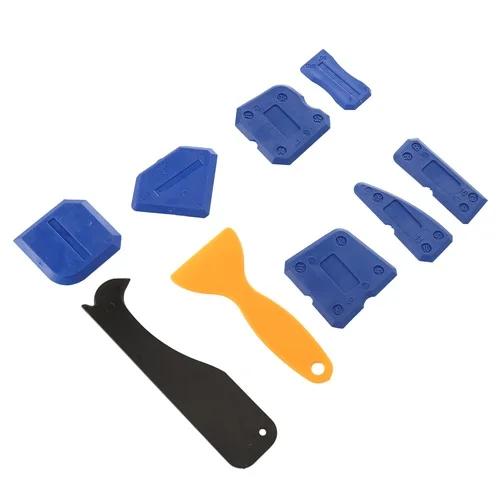 

9pcs Caulking Tool Kit Plastic Sealant Finishing Tool with Multiple Shape and Size Portable Grout Scraper Multipurpose Caulk