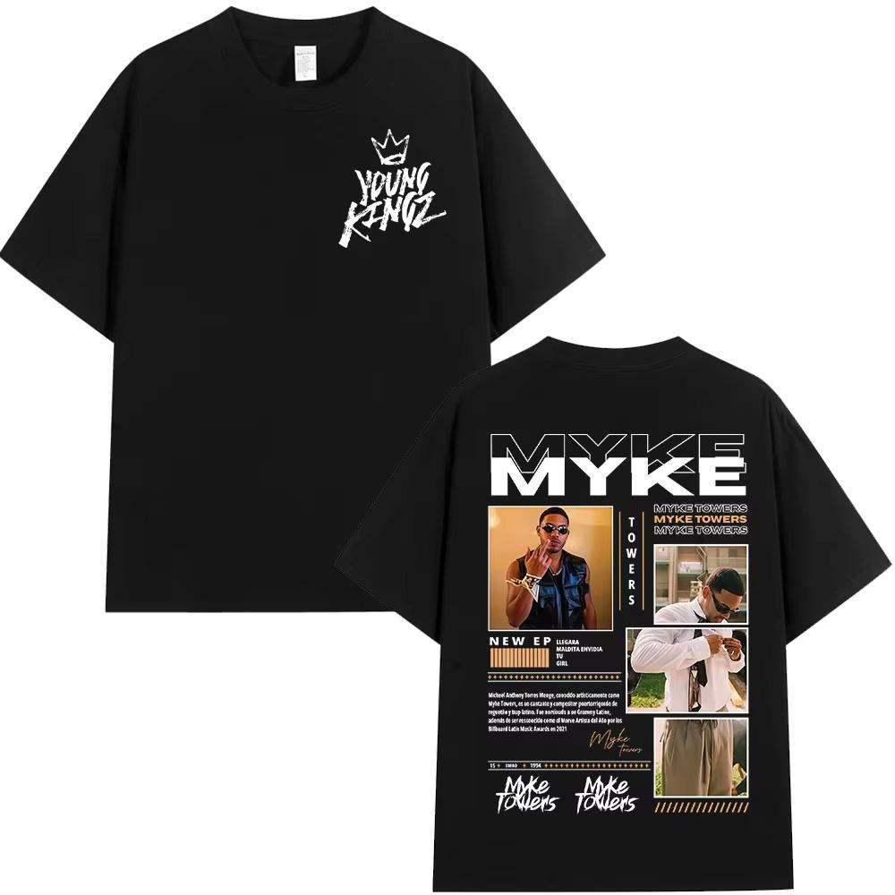 2025 Rapper Myke Towers Europe Tour Tshirts Men Women Fashion Hip Hop Short Sleeve Tshirt Cotton Oversized T Shirts Streetwear