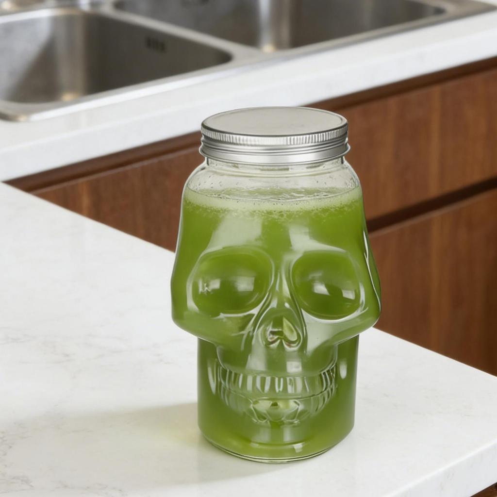 Skull Jars 500ml/800ml Reusable Spooky Decor with Lid Skull Salt Container for Home Bathroom Picnic Tabletop Baking Dining