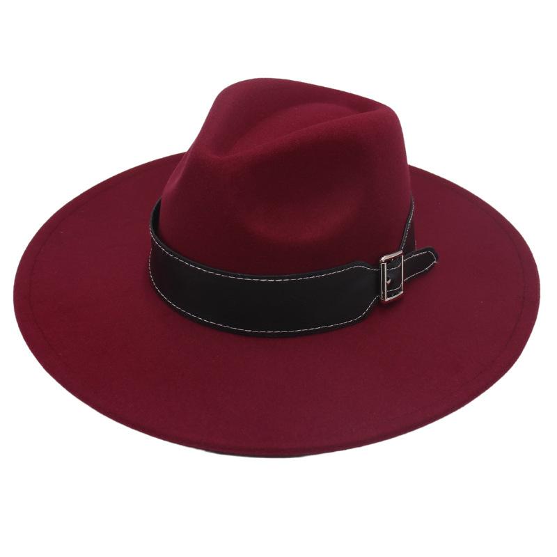 New Black Belt, Large Brim, High-End Clothing With Wholesale Men'S And Women'S Felt Woolen Top Hats