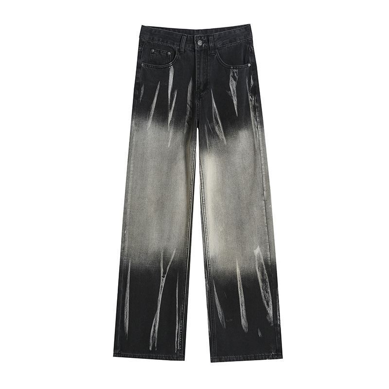

Vintage Women s High-waisted Straight-cut Wide-leg Jeans L чёрный