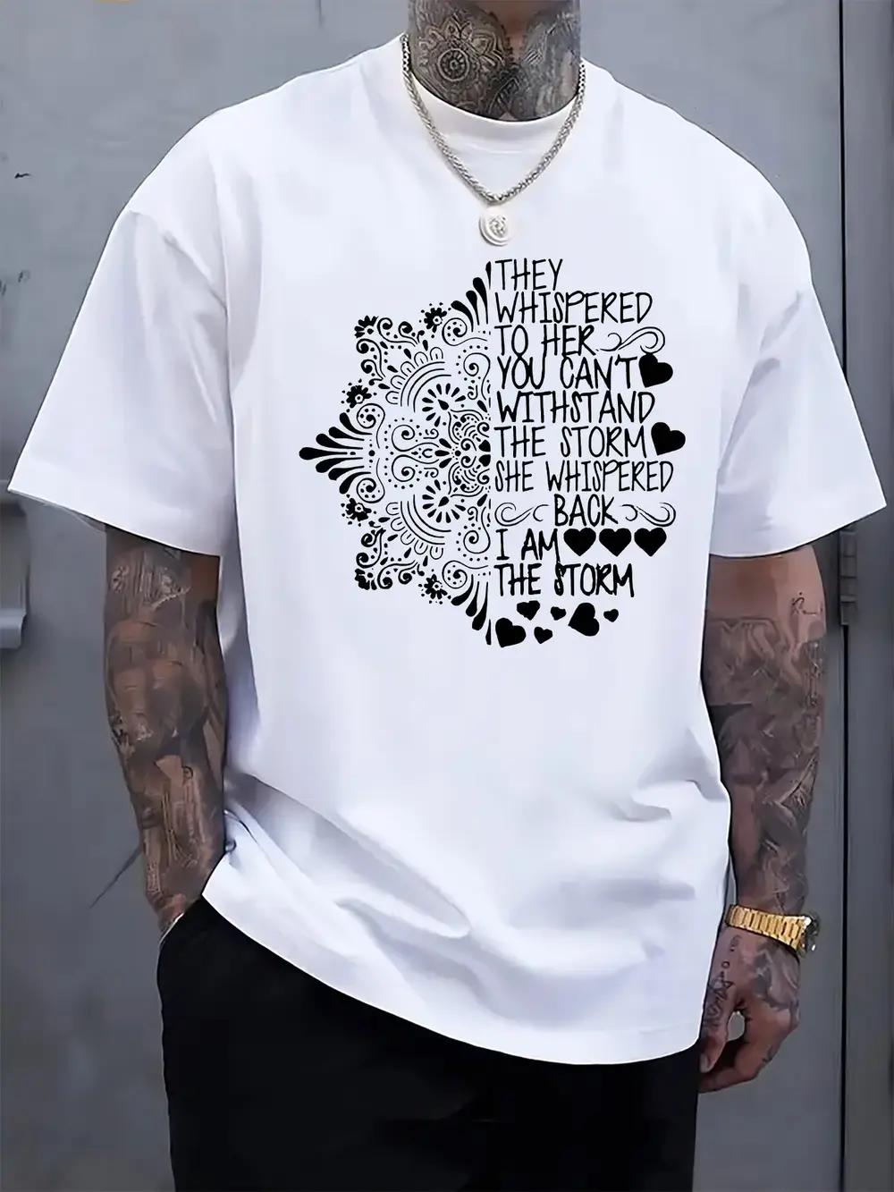White  I Am the Storm  Graphic T-shirt - Inspirational Quote M