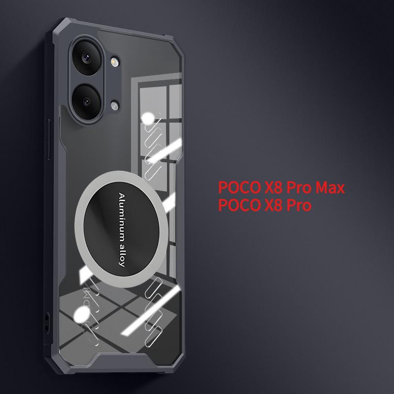 

Cooling Clear Arcylic Car Magnetic Mount Case for POCO X8 Pro/X8 Pro Max Redmi Turbo 5 5 Max Airbag Shockprof Transparent Cover POCO X8 pro чёрный